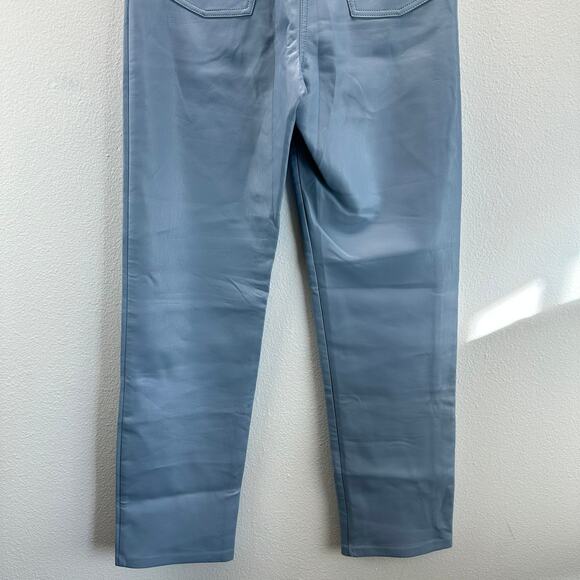 Artizia Wilfred Melina Pant High Waisted Vegan Leather Pants Light Blue 4 - Picture 7 of 16